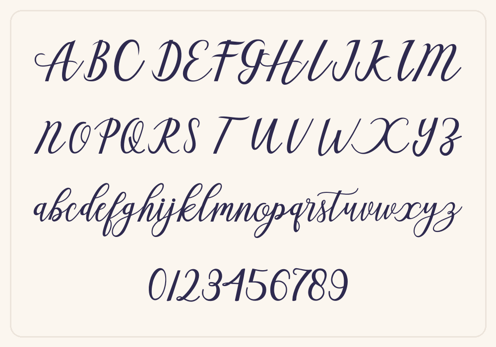Aseline alphabet A to Z