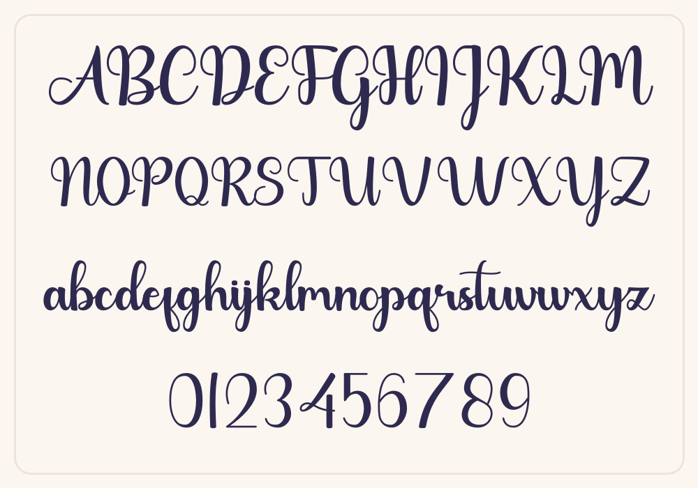 Bougaty alphabet A to Z