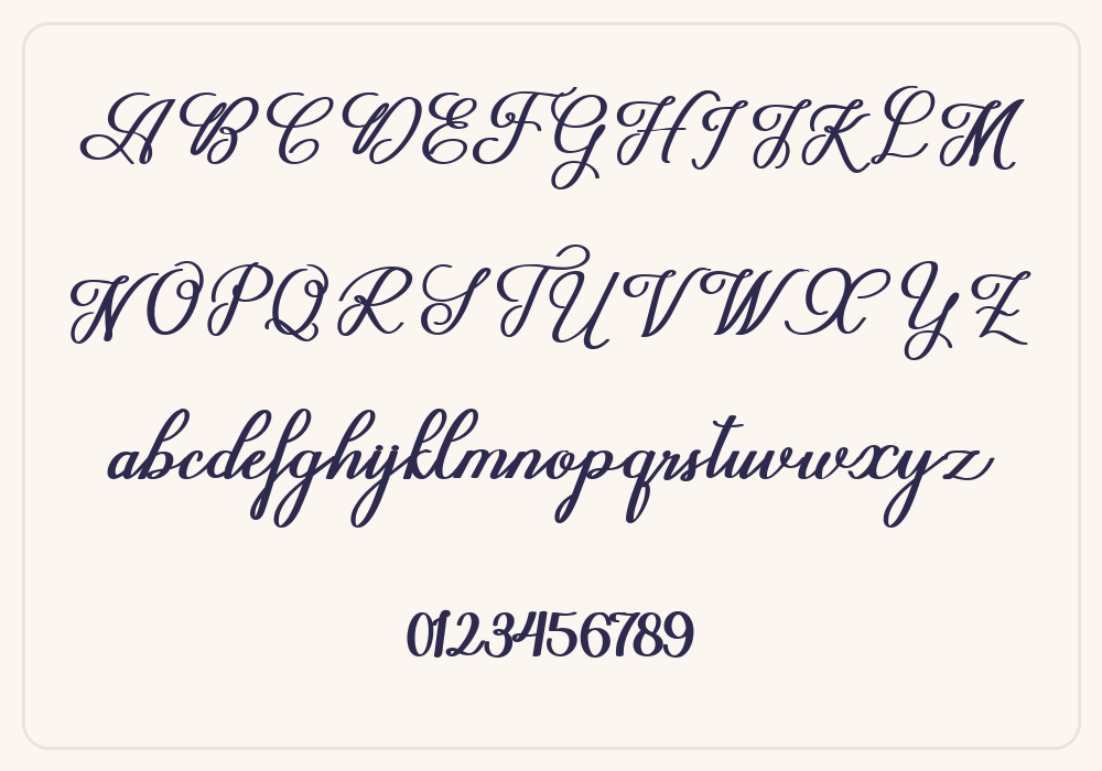Delleya Script alphabet A to Z