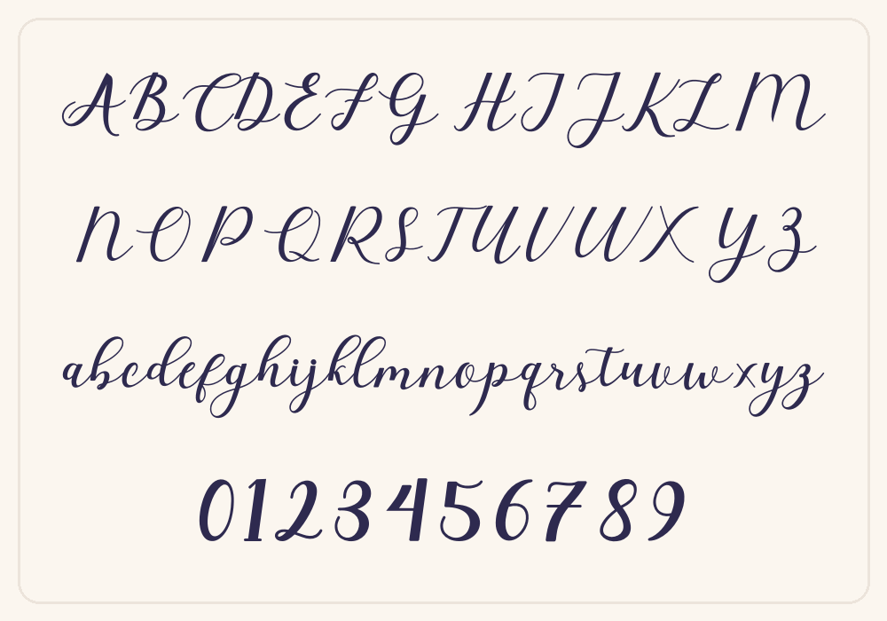 Elizabeth Font alphabet A to Z