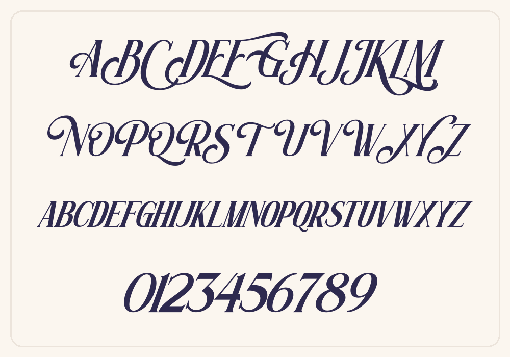 Mick Caster Italic alphabet A to Z