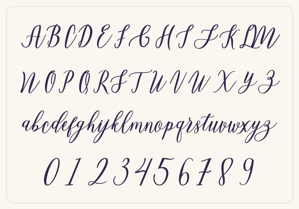 Milesto Script alphabet A to Z
