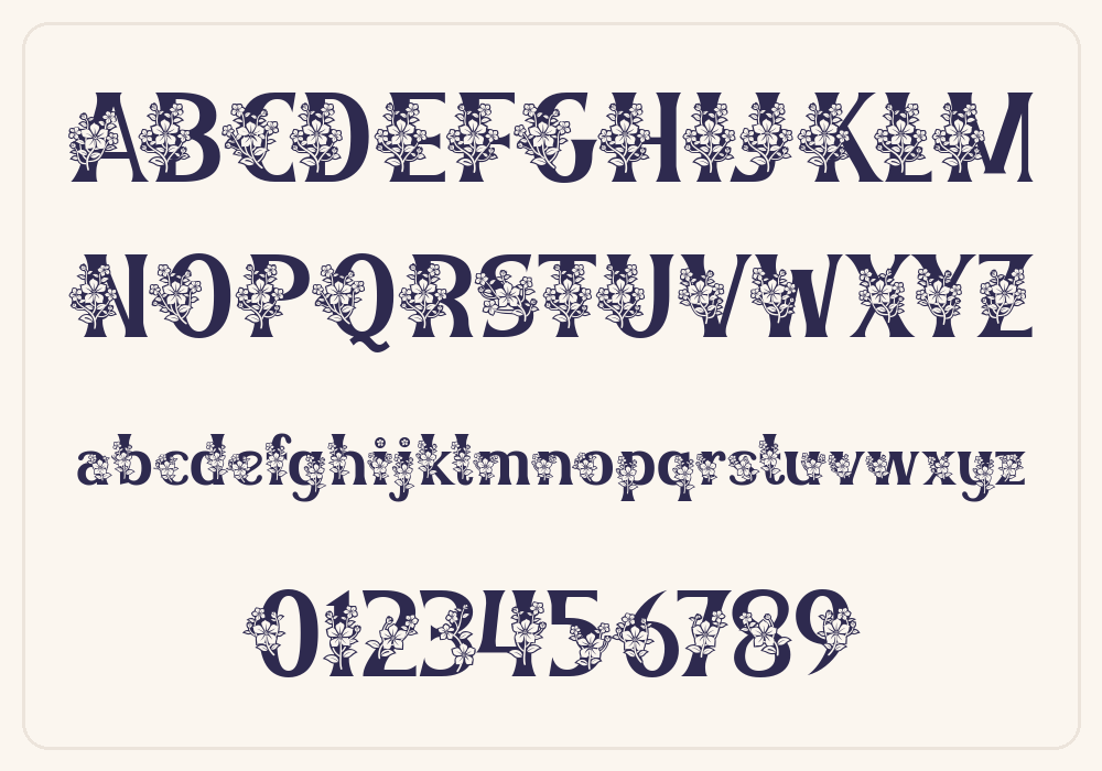Mona Flower alphabet A to Z