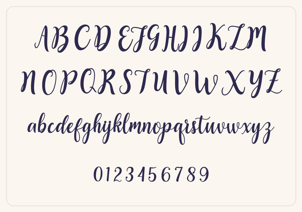 Sweety Script alphabet A to Z